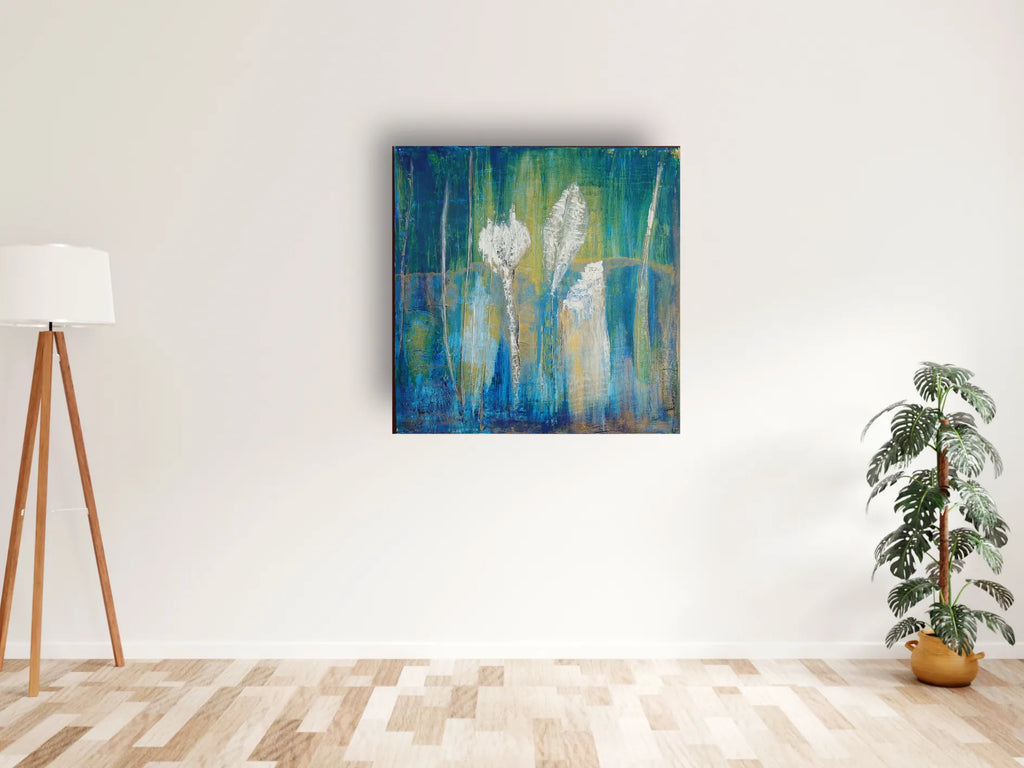 Unikat: Ich sehe was und was siehst Du? 100 cm x 100 cm, Acryl auf Marmormehl und Leinwand, 205