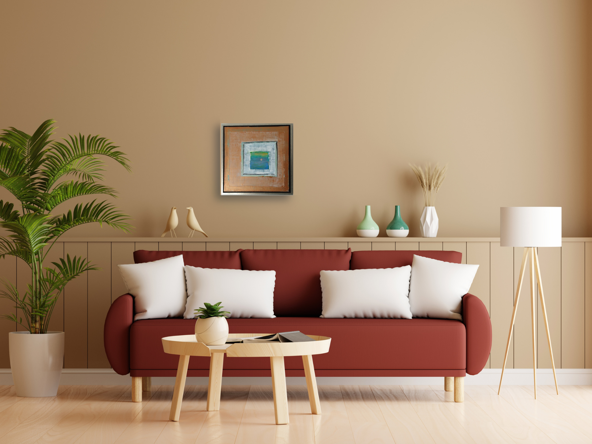 Unikat: Farbspiel Magischer Mond, 40 cm x 40 cm, Acryl auf Leinwand, gerahmt (Außenmaß 43 cm x 43 cm)