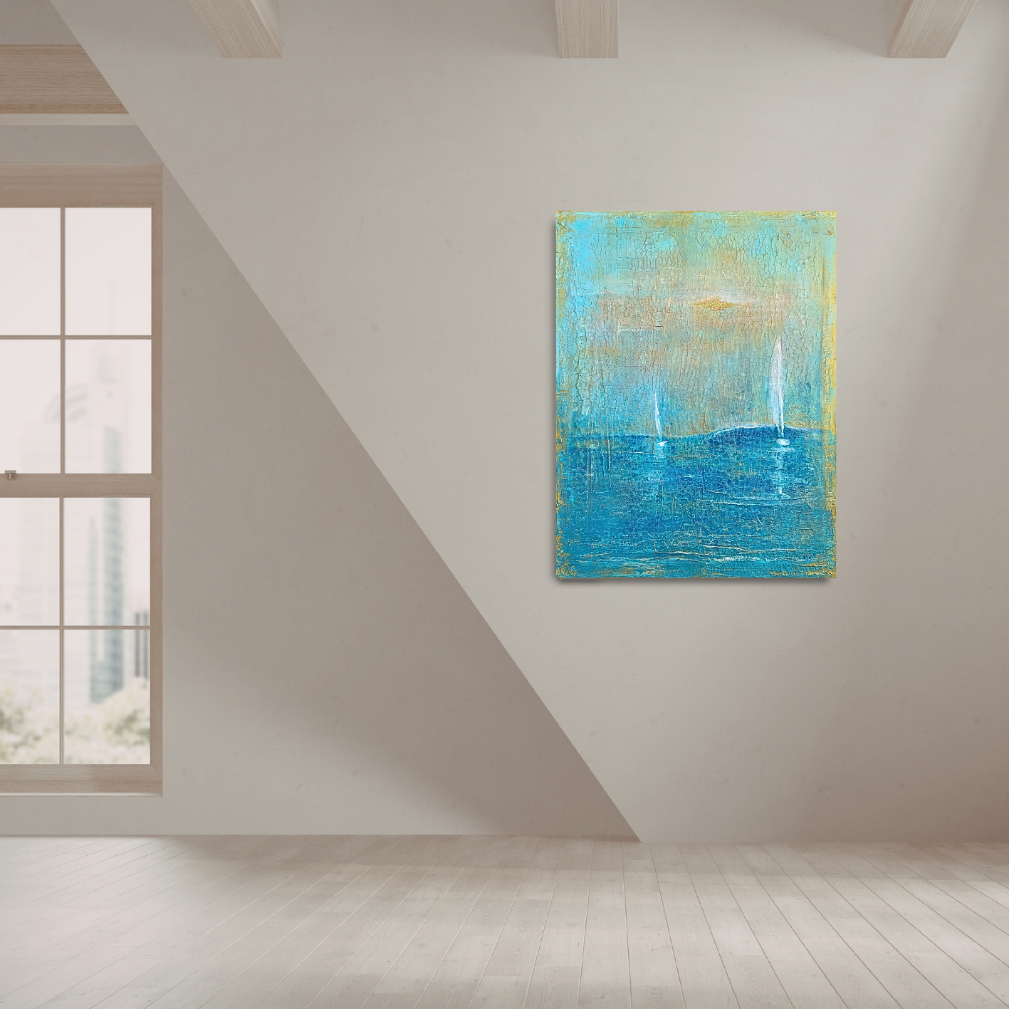 Unikat: Gleich wird's nass, 90 cm x 70 cm, Acryl und Blattgold auf Marmormehl, Kreide und Leinwand, 2026