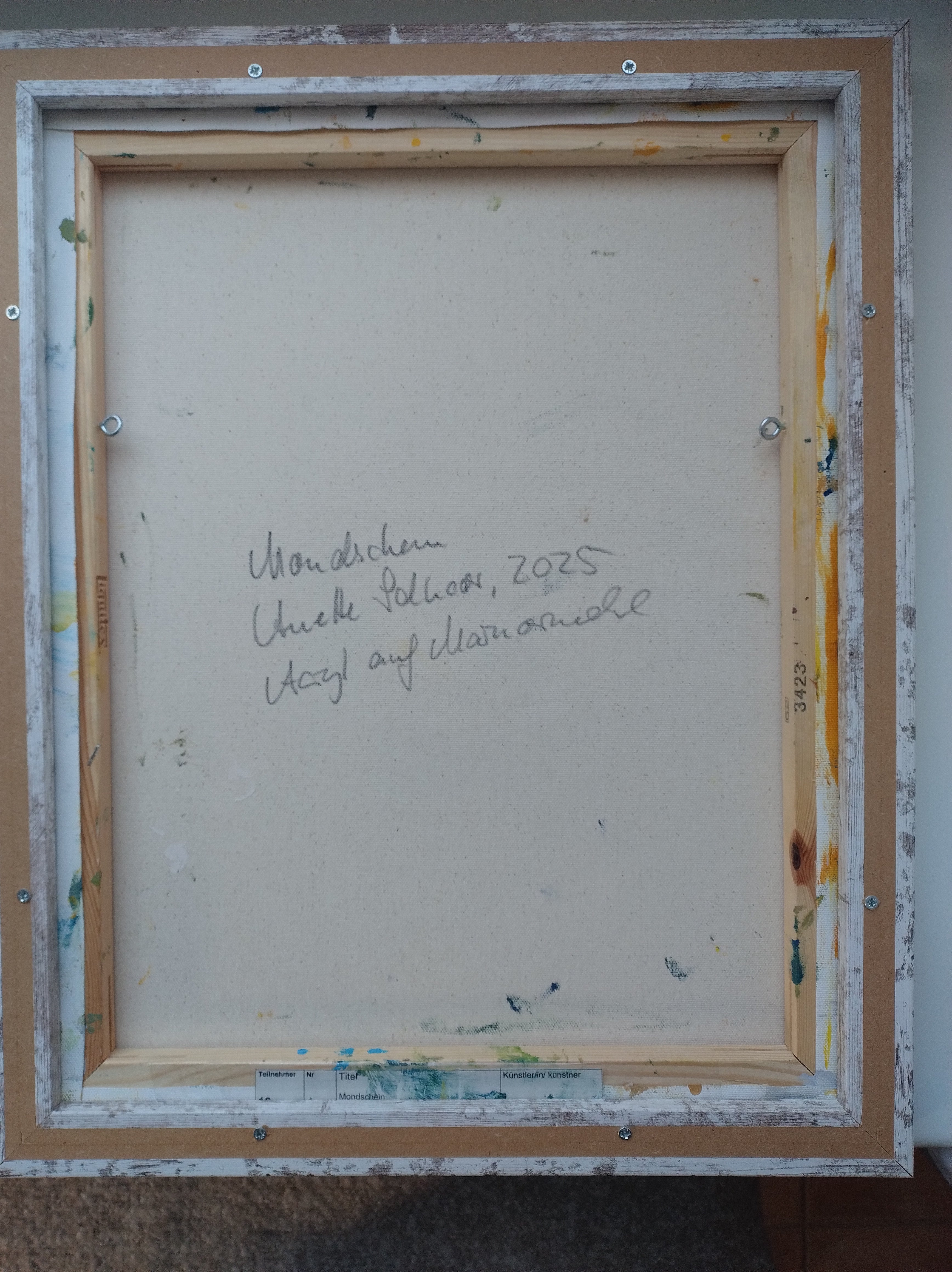 Unikat, gerahmt: Mondschein, 50 cm x 40 cm, Acryl auf Marmormehl und Leinwand