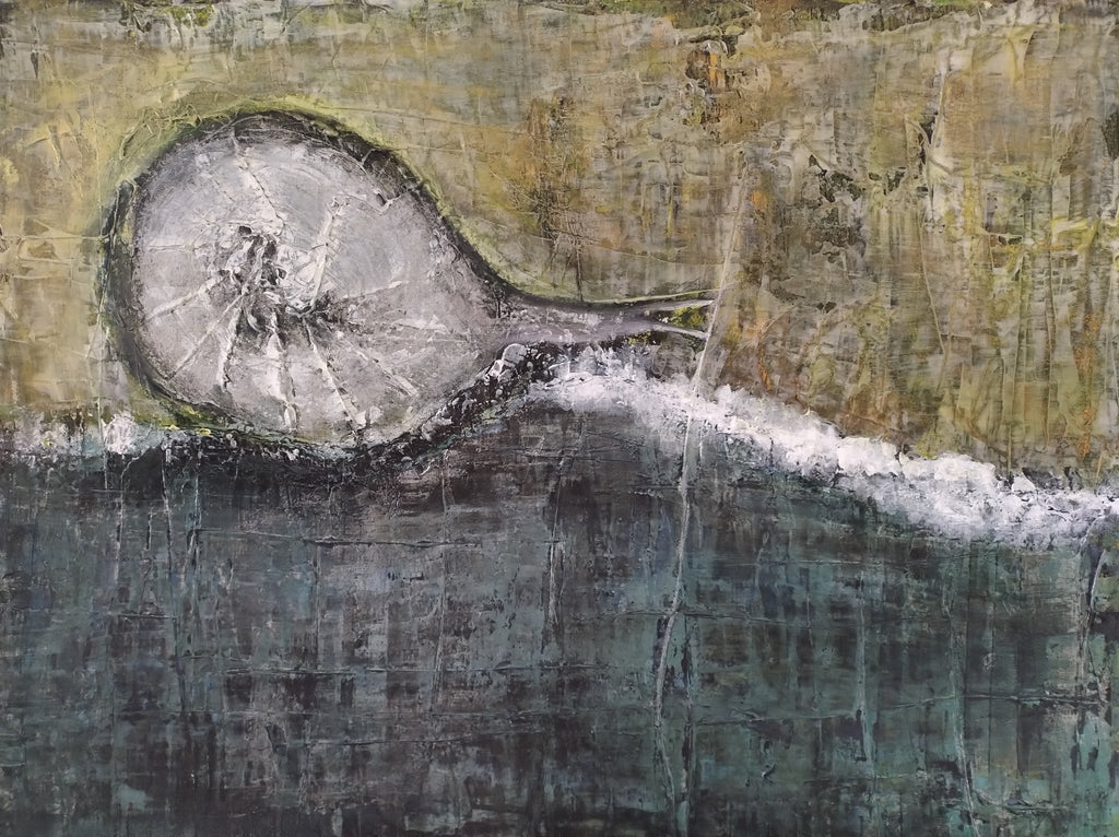 Unikat: Schneck, 70 cm x 90 cm, Acryl auf Marmormehl und Leinwand