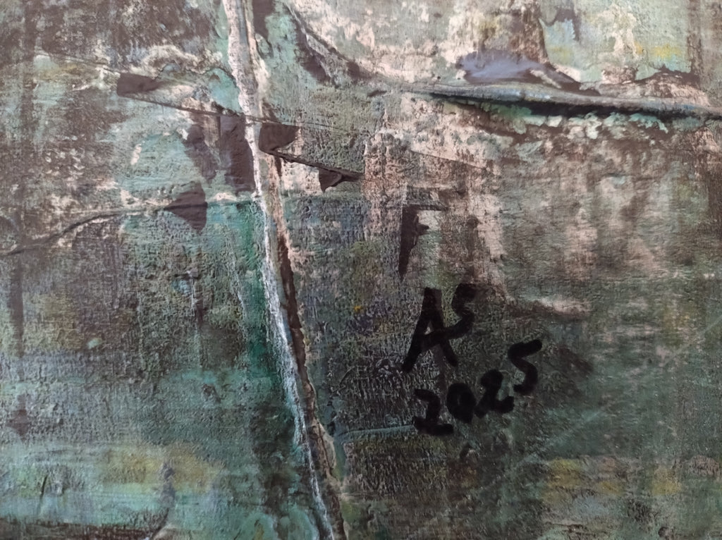 Unikat: Schneck, 70 cm x 90 cm, Acryl auf Marmormehl und Leinwand