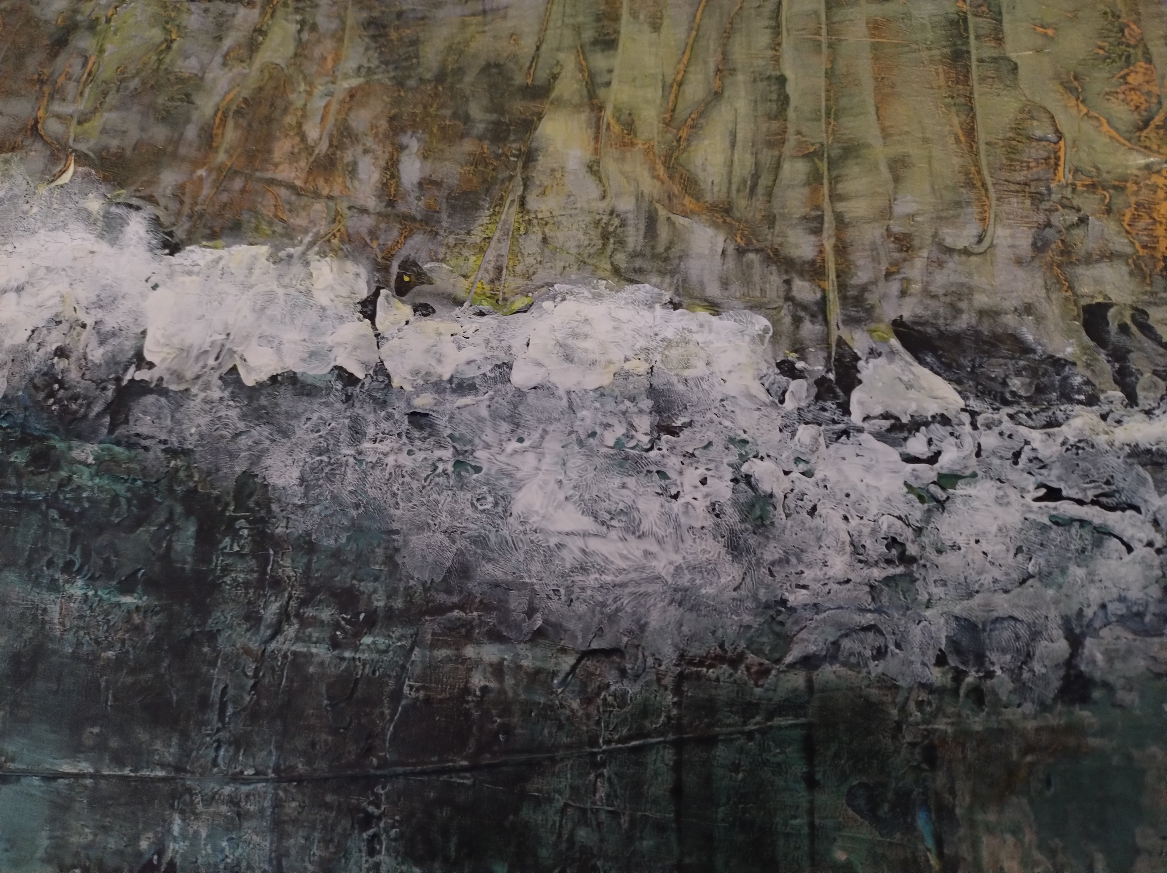 Unikat: Schneck, 70 cm x 90 cm, Acryl auf Marmormehl und Leinwand