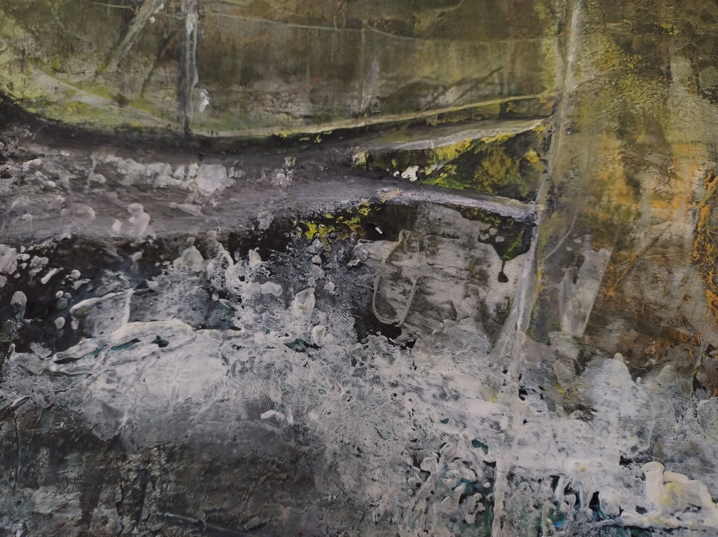 Unikat: Schneck, 70 cm x 90 cm, Acryl auf Marmormehl und Leinwand