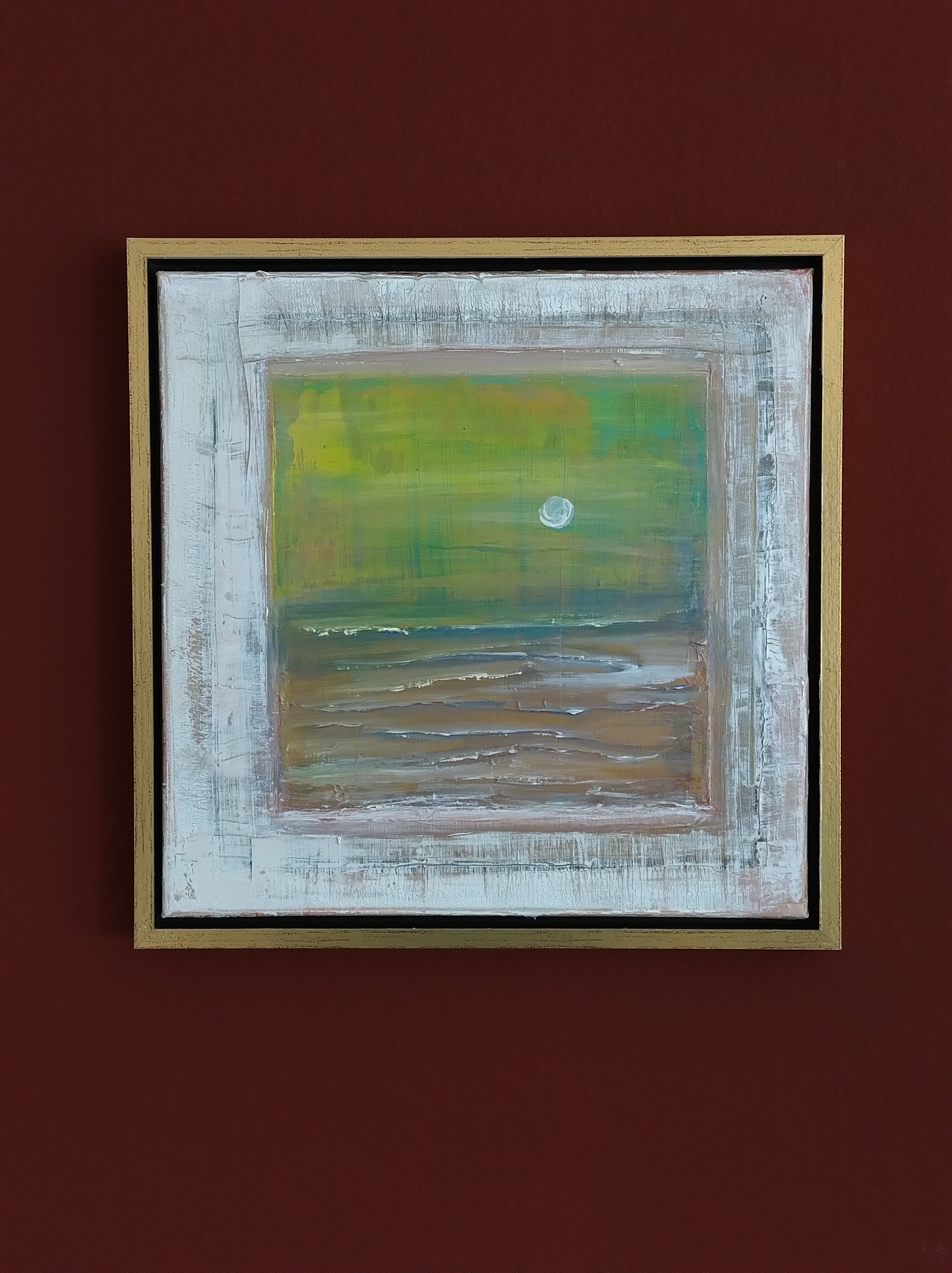 Unikat: Farbspiel Mond-Aufgang, 40 cm x 40 cm, Acryl auf Leinwand, gerahmt (Außenmaß 43 cm x 43 cm)