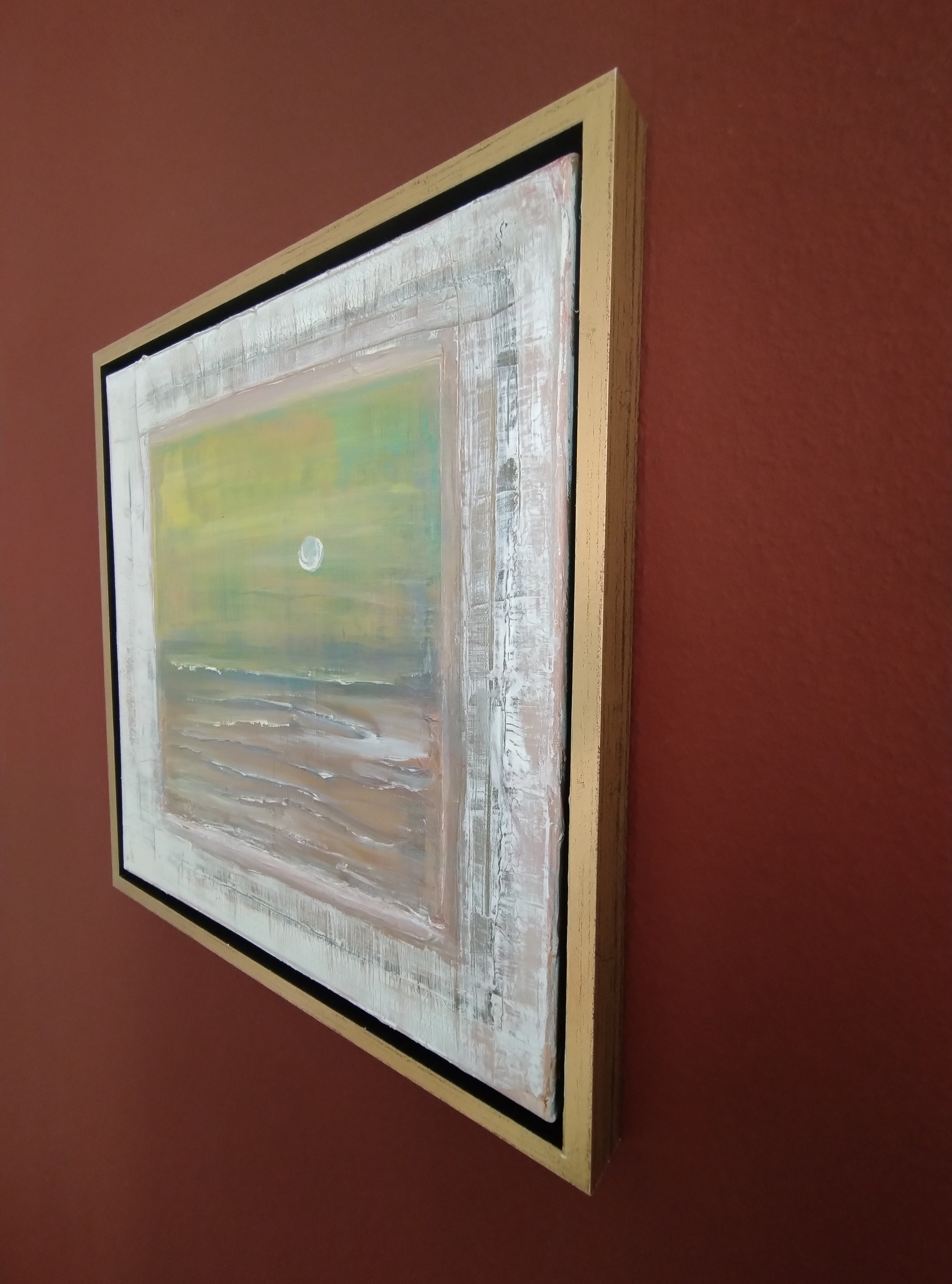 Unikat: Farbspiel Mond-Aufgang, 40 cm x 40 cm, Acryl auf Leinwand, gerahmt (Außenmaß 43 cm x 43 cm)