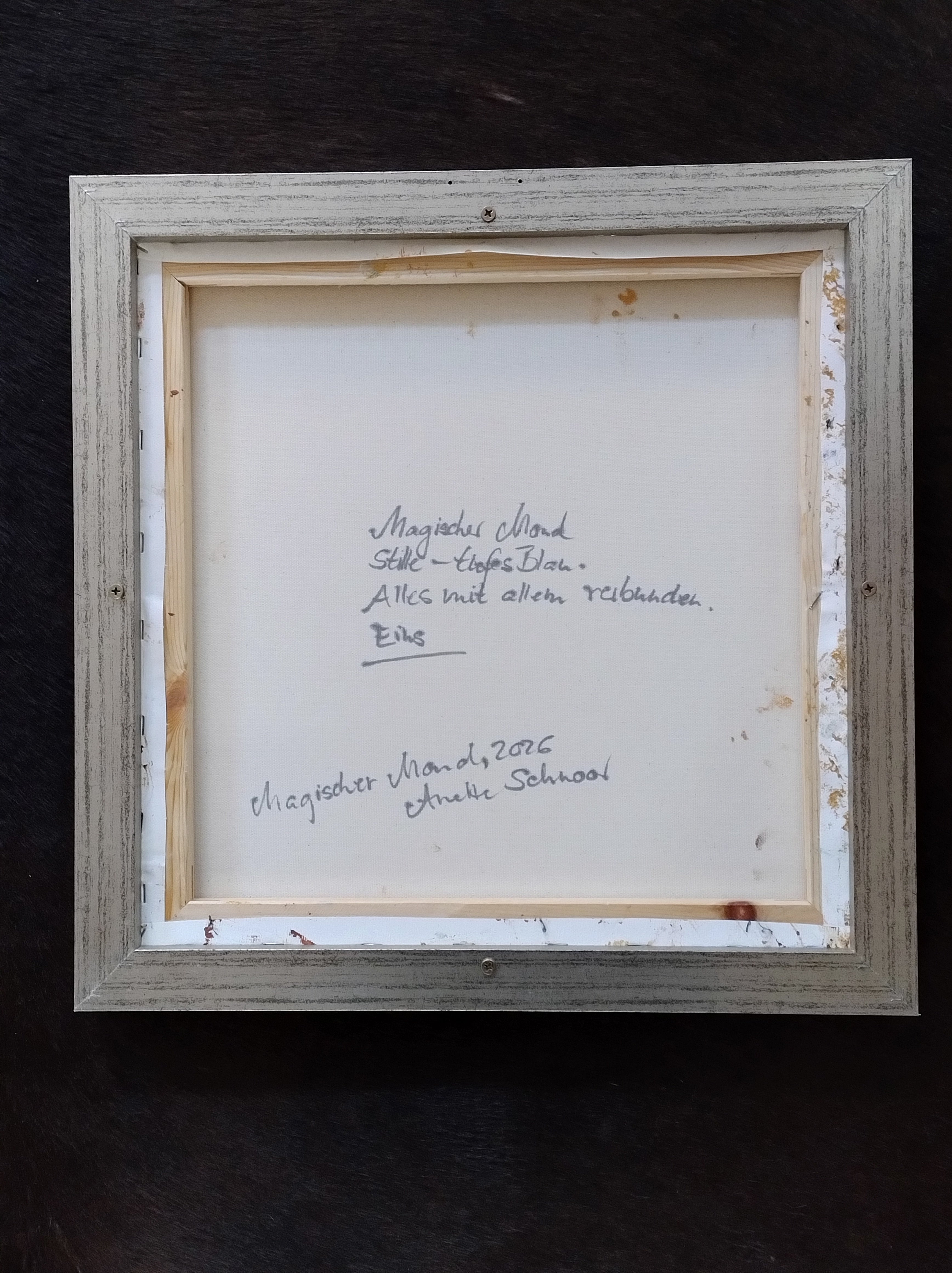 Unikat: Farbspiel Magischer Mond, 40 cm x 40 cm, Acryl auf Leinwand, gerahmt (Außenmaß 43 cm x 43 cm)