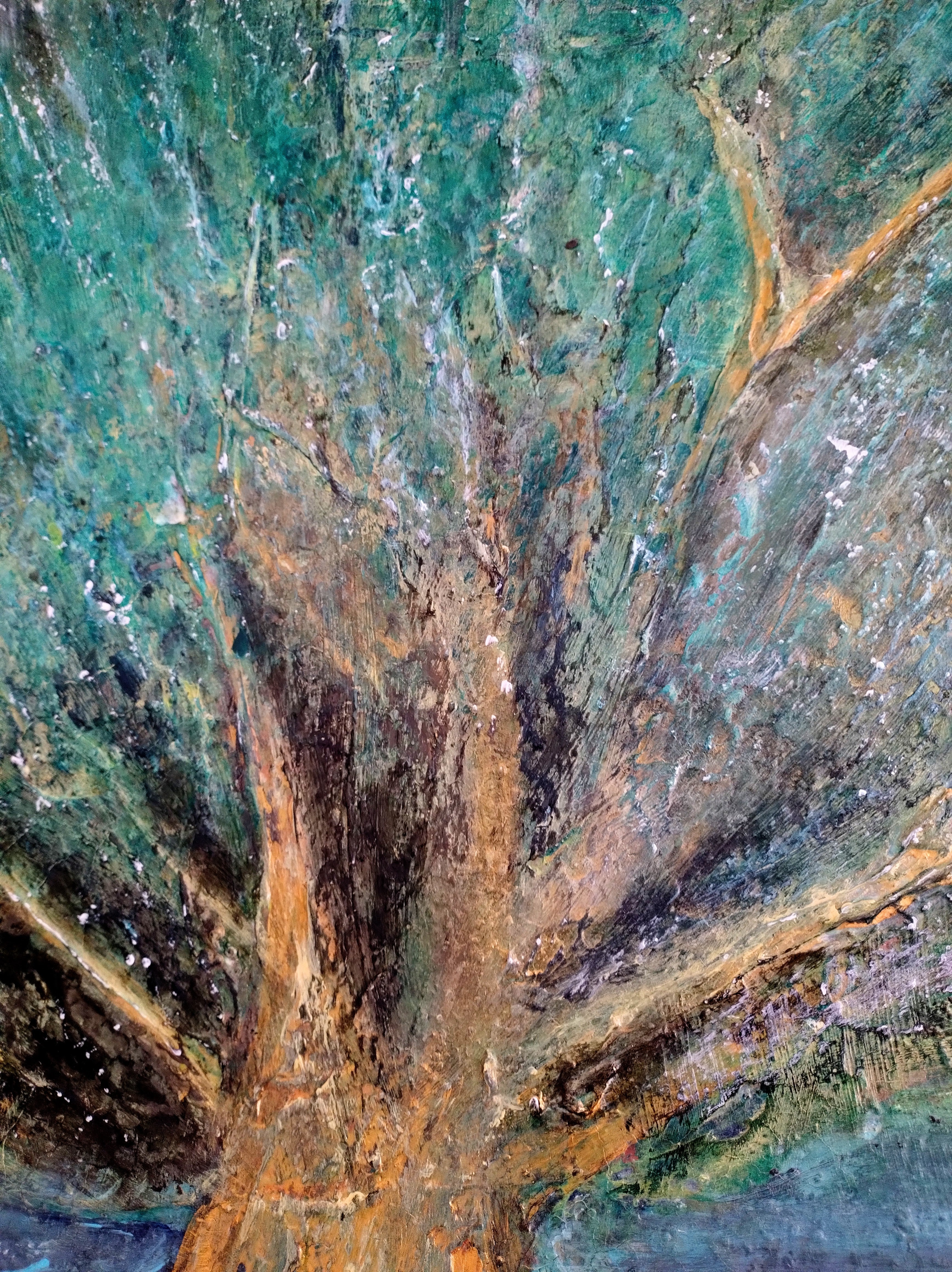 Unikat: Sturm geküsst, 120 cm x 60 cm, Acryl auf Marmormehl, Kreide und Leinwand