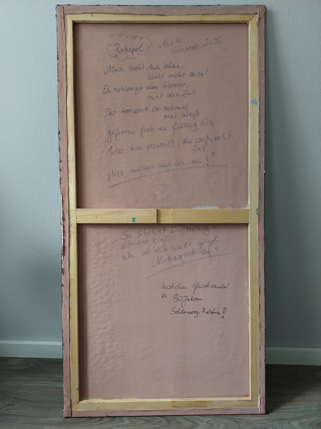 Unikat: Ruhepol, 120 cm x 60 cm, Acryl und Blattgold auf Marmormehl, Kreide und Leinwand