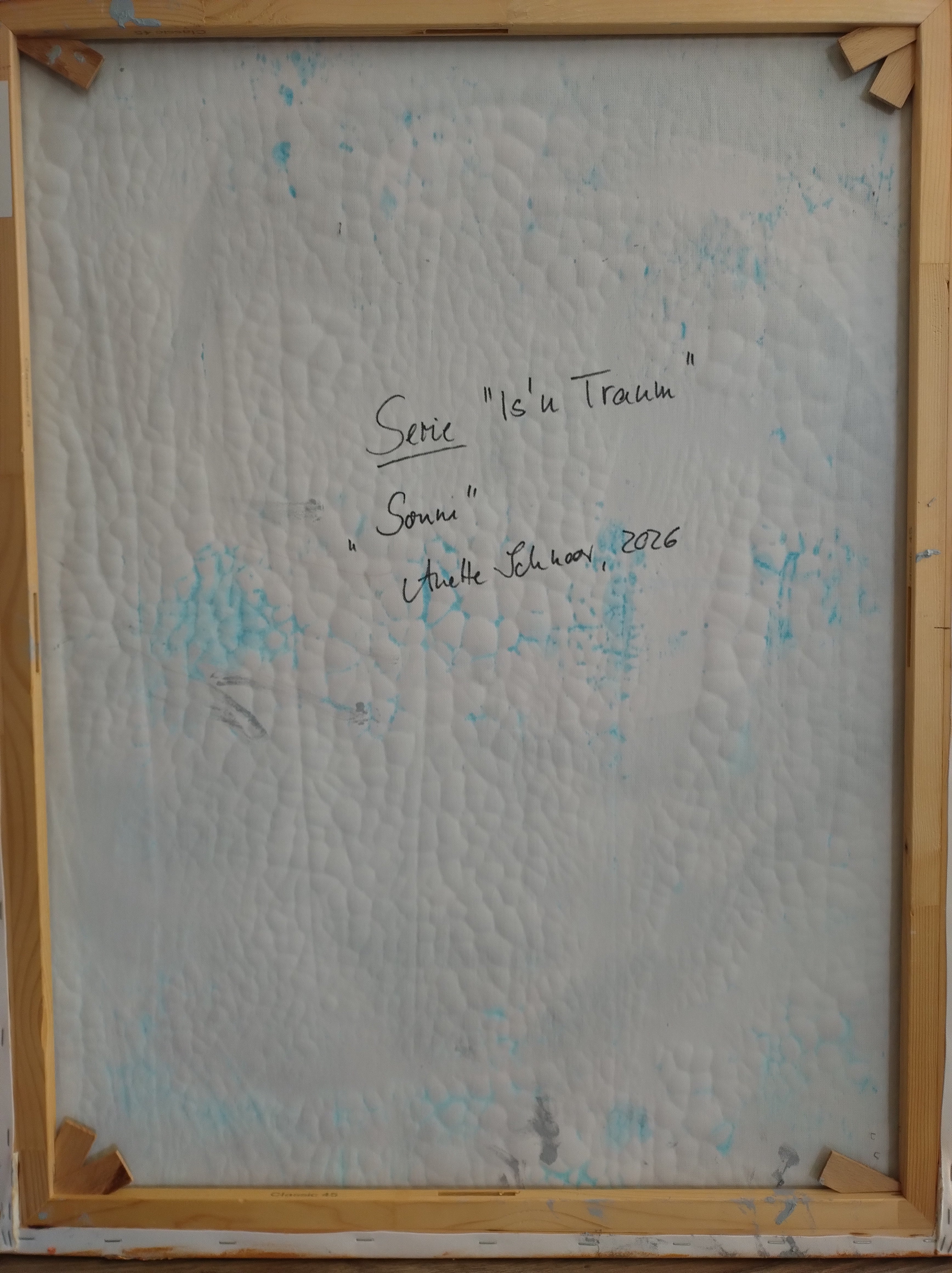 Serie "Is'n Traum": Unikat  Sonne, 90 cm x 70 cm Acryl und Blattgold auf Marmormehl, Kreide und Leinwand