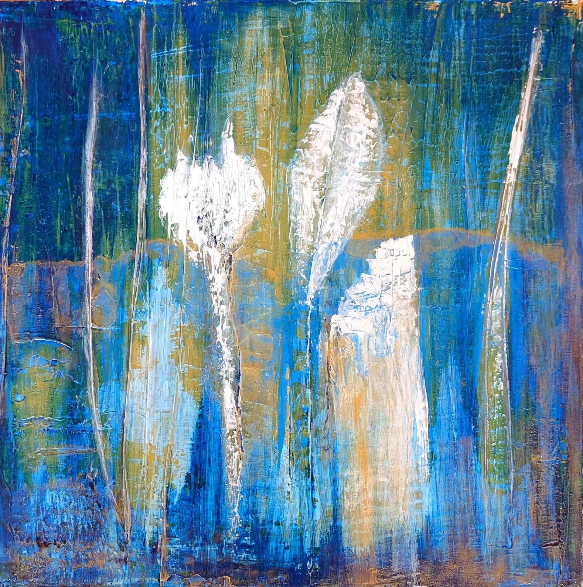 Unikat: Ich sehe was und was siehst Du? 100 cm x 100 cm, Acryl auf Marmormehl und Leinwand