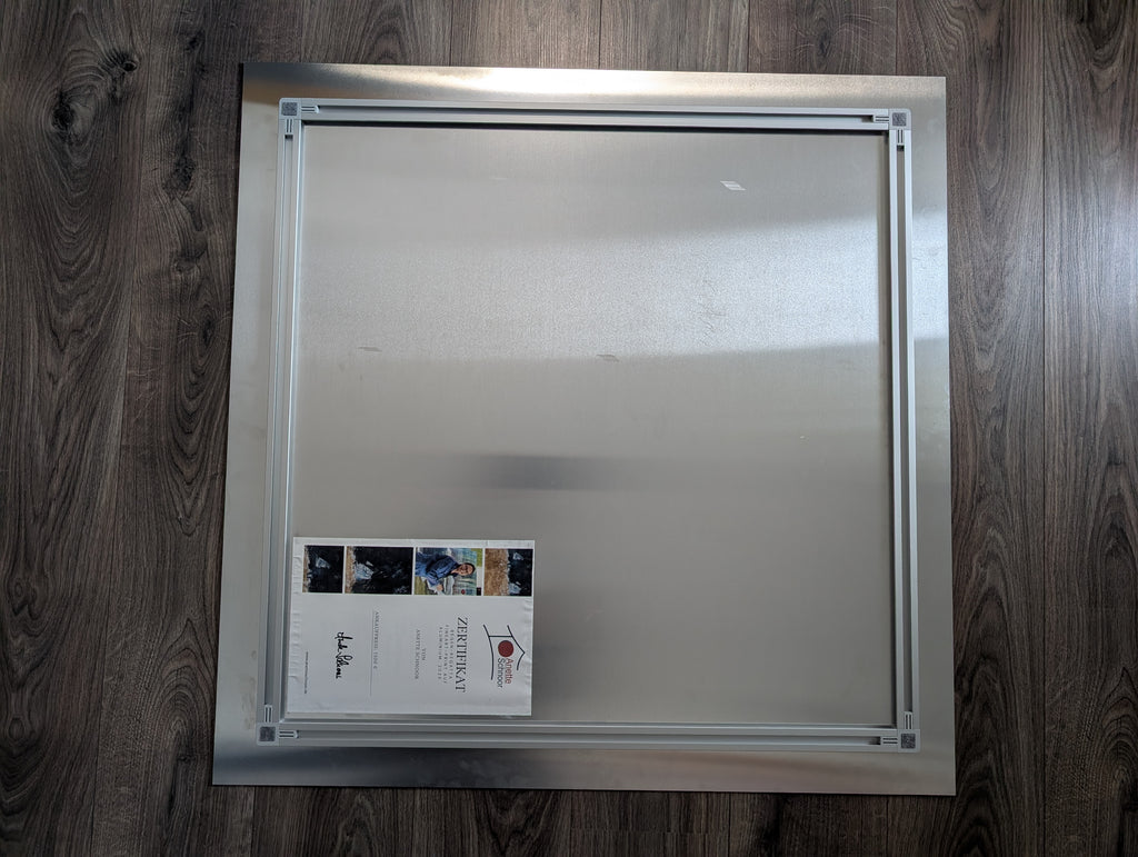 ArtPrint Unikat auf gebürstetem Aluminium: "Regen-Regatta", 90 cm x 90 cm