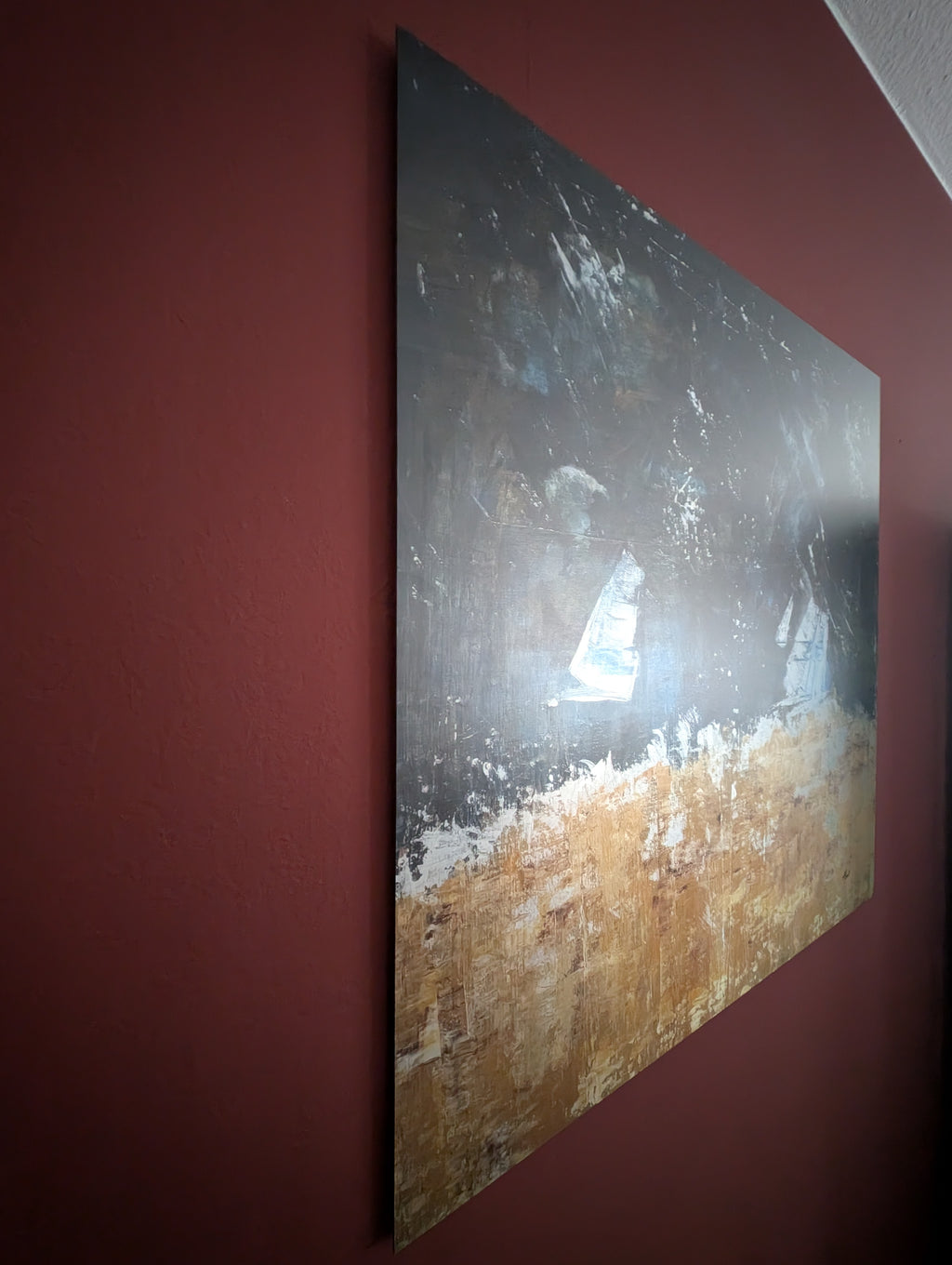 ArtPrint Unikat auf gebürstetem Aluminium: "Regen-Regatta", 90 cm x 90 cm