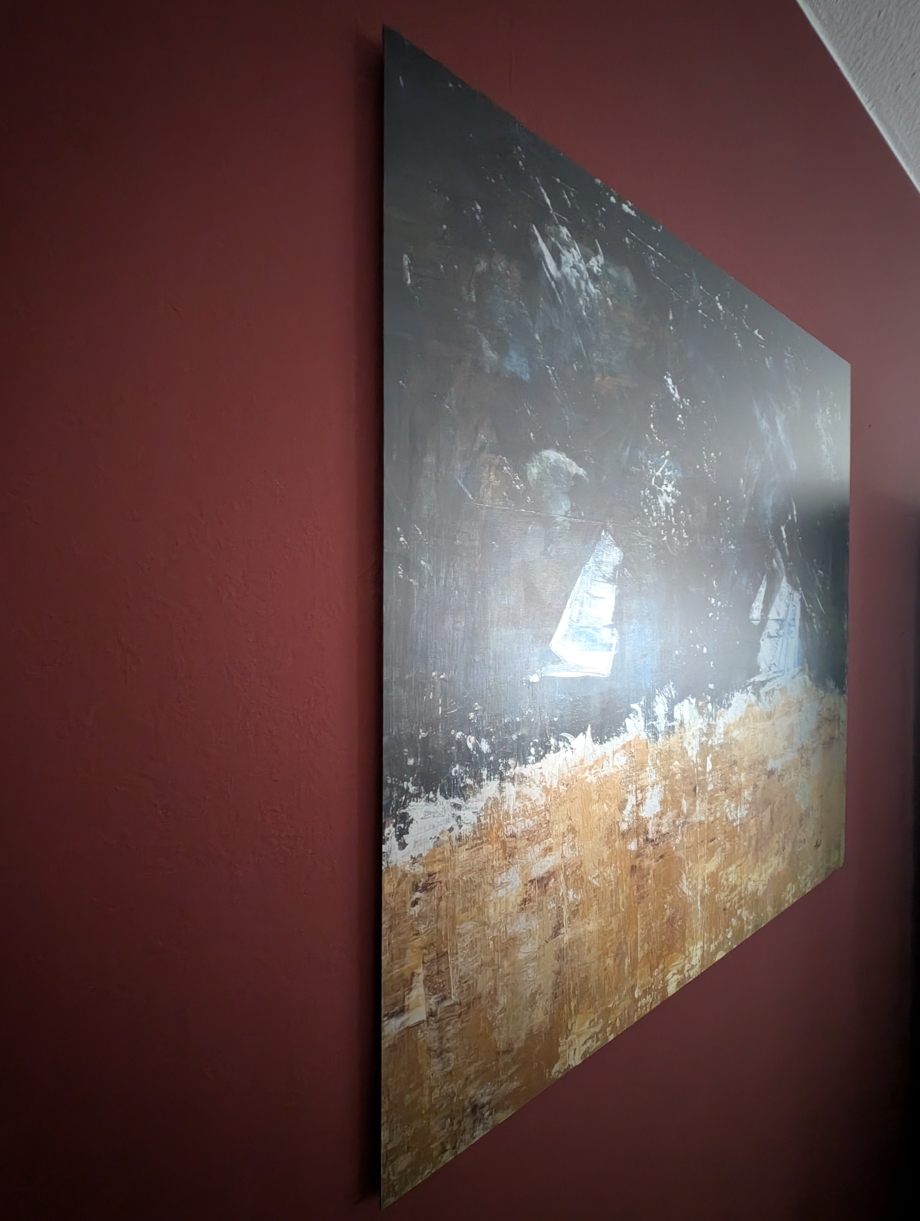 ArtPrint Unikat auf gebürstetem Aluminium: "Regen-Regatta", 90 cm x 90 cm