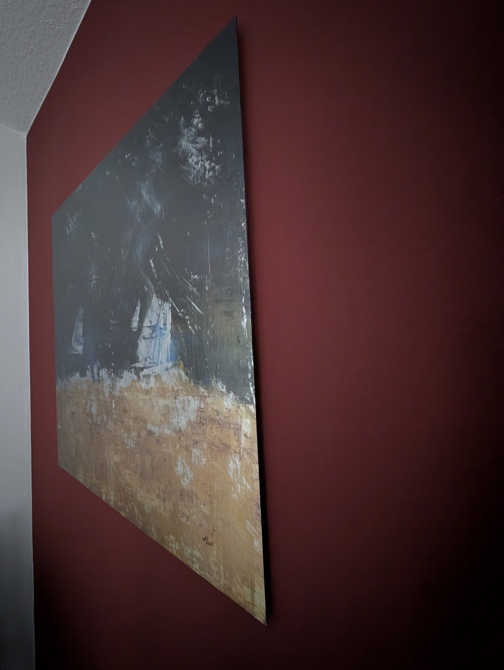 ArtPrint Unikat auf gebürstetem Aluminium: "Regen-Regatta", 90 cm x 90 cm