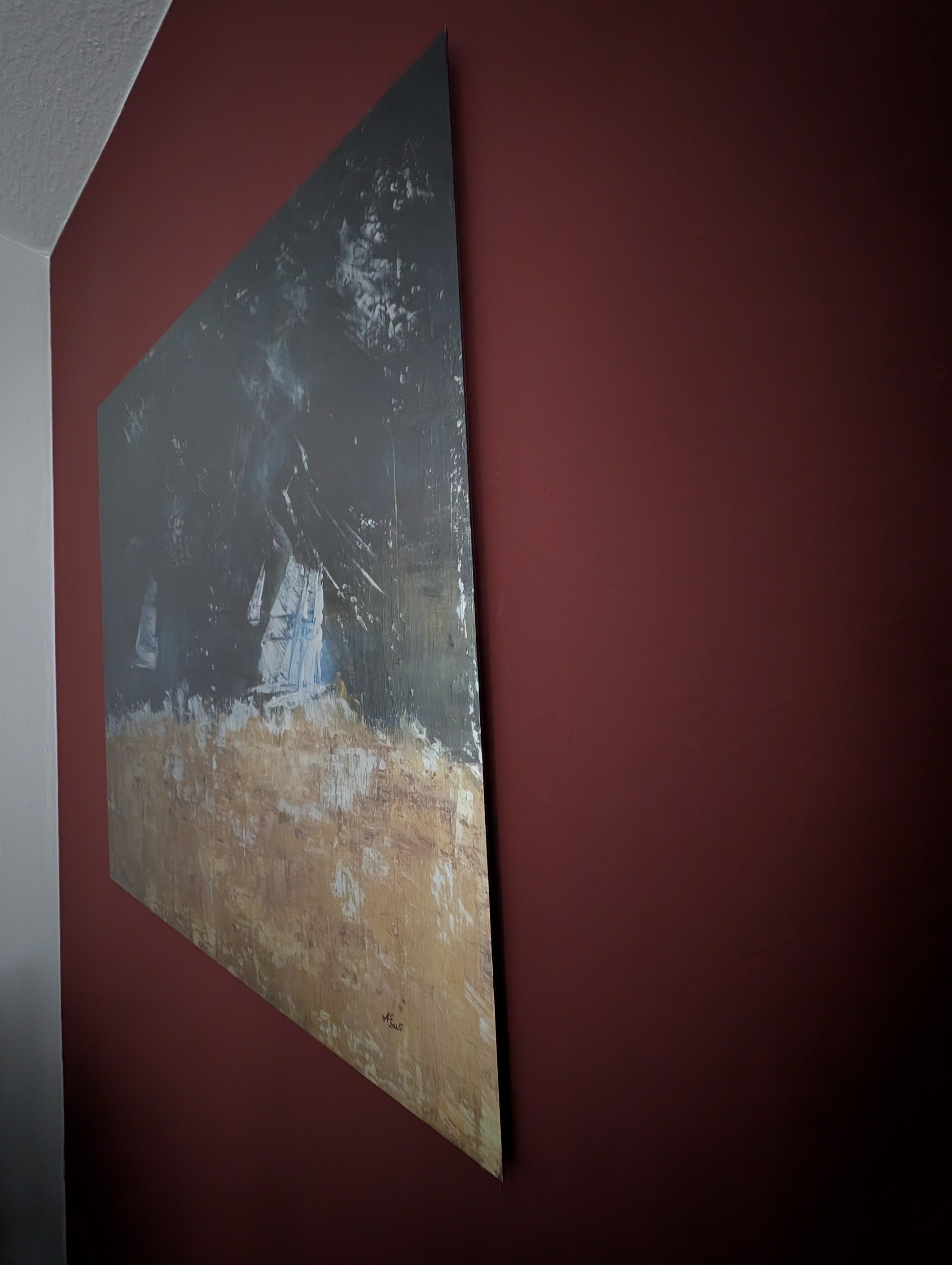 ArtPrint Unikat auf gebürstetem Aluminium: "Regen-Regatta", 90 cm x 90 cm