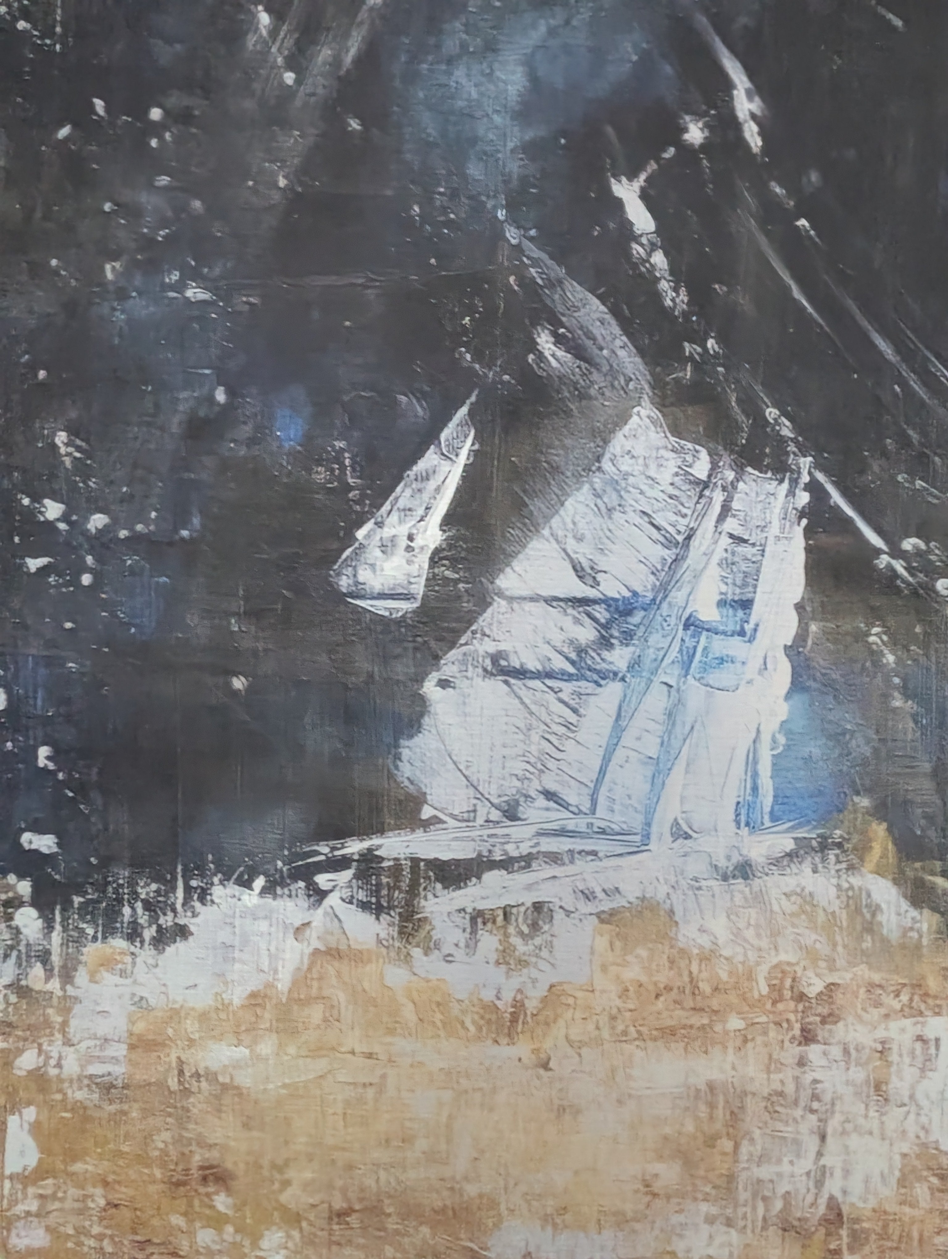 ArtPrint Unikat auf gebürstetem Aluminium: "Regen-Regatta", 90 cm x 90 cm