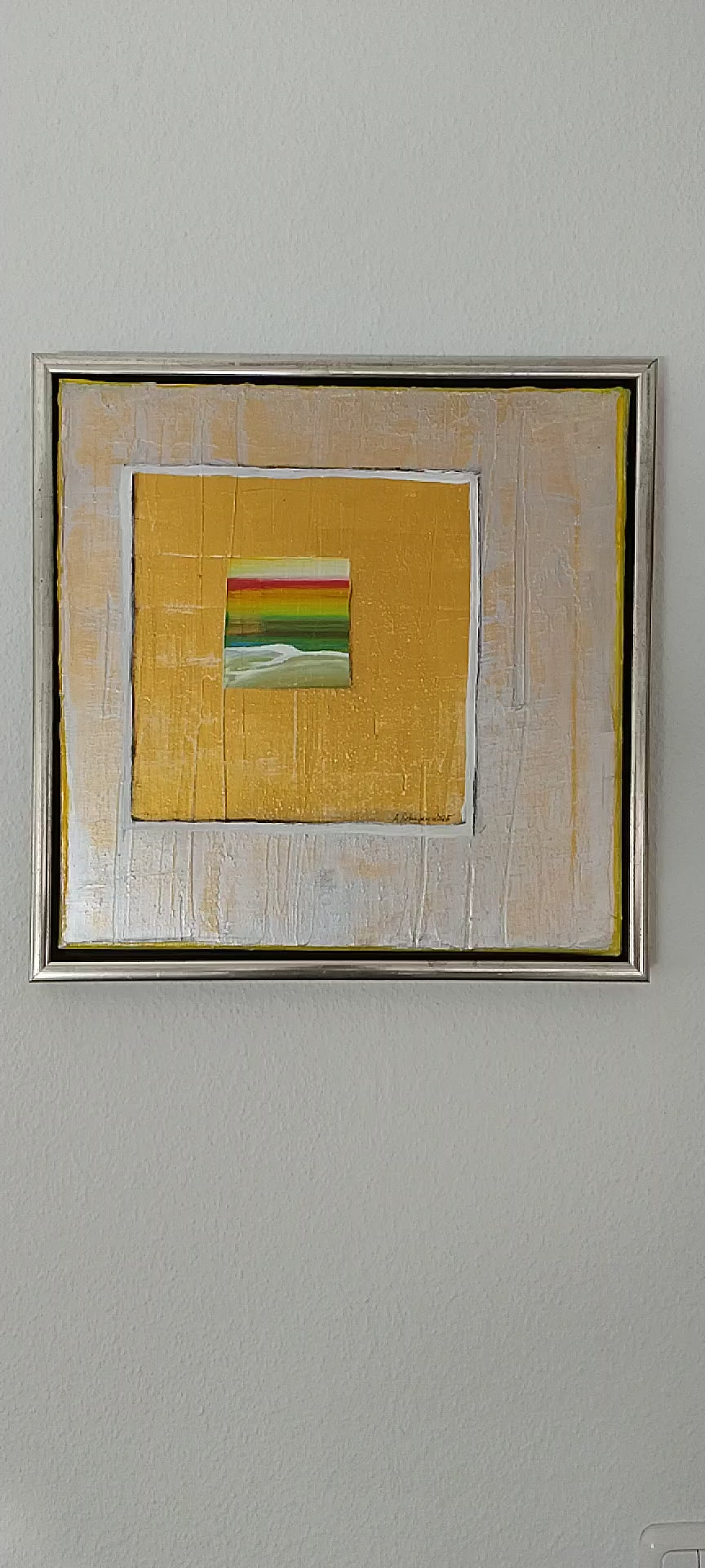 Unikat: Farbspiel in Gold, 40 cm x 40 cm, Acryl auf Leinwand